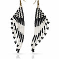 Tofauti - boucles d'oreille pendantes en perles noir et blanc