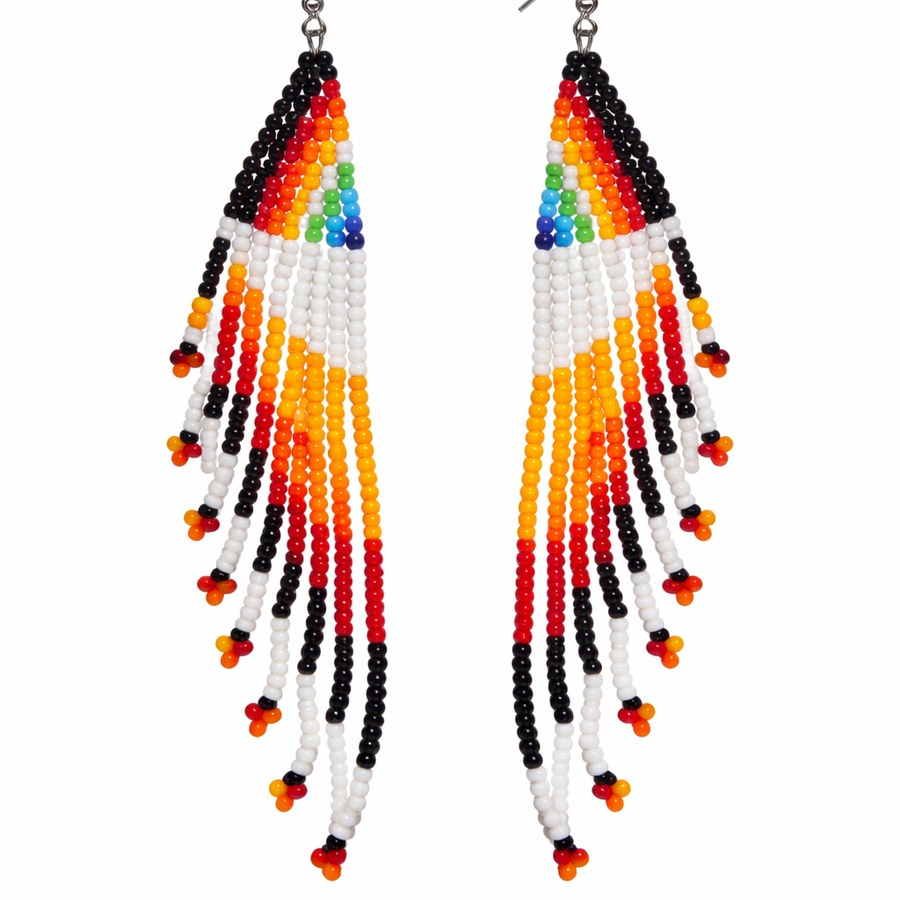 Fahari - boucles d'oreille pendantes à franges en perles