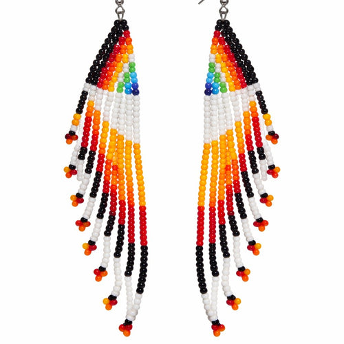 Fahari - boucles d'oreille pendantes à franges en perles