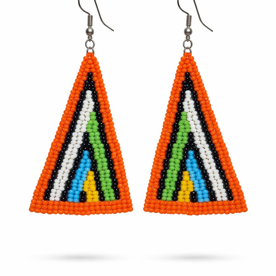 Chungwa - boucles d'oreille triangle en perles orange