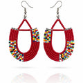 Mbegu - boucles d'oreille ovale en perles rouges