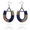 Bahari - boucles d'oreille en perles bleu marine