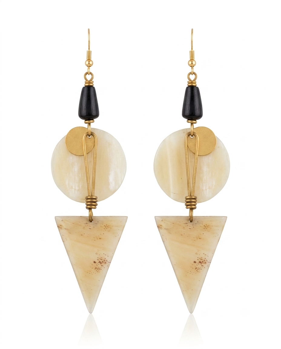 Boucles d'oreille Umbo - composition géométrique en corne de buffle