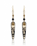 Boucles d'oreille Uso - masque africain en corne de buffle ivoire