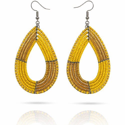 Asali - boucles d'oreille goutte dorée en perles