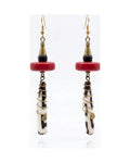 Boucles d'oreille Heri - perles rouges et blanches à franges
