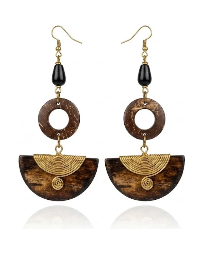Boucles d'oreille Nazi - demi-lune coco et perles