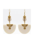 Boucles d'oreille Sanaa - demi-lune claire et perles dorées